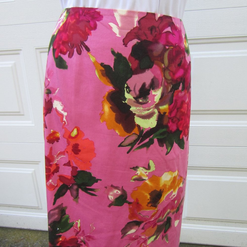 CHOICE OF: Talbot's 16W Waist=38/39" Pink Floral OR Denim Skirts